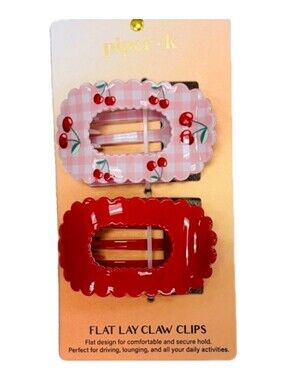 Piper K Butterfly Floral Scarf Scrunchies & Gingham Flat Hair Claw Clip 5 Set Piper K | Accessories | Piper K Gold Tone Metal Colorful  main image 2